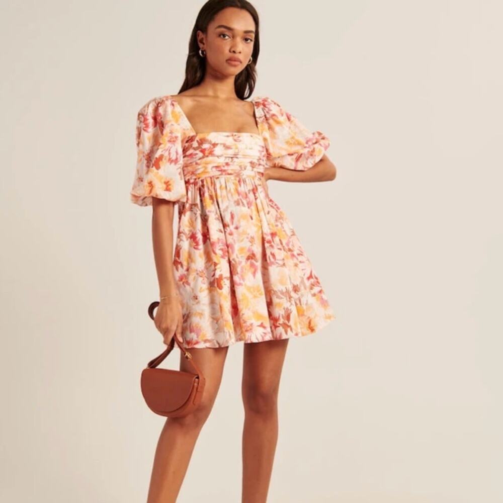 Abercrombie & Fitch | Ruched Bodice Puff Sleeve Mini Dress Size XS